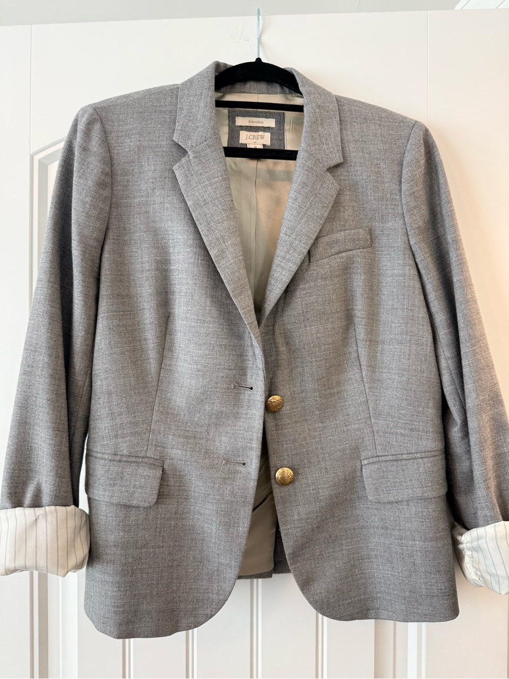 J. Crew Light Gray Schoolboy Blazer with Gold Buttons